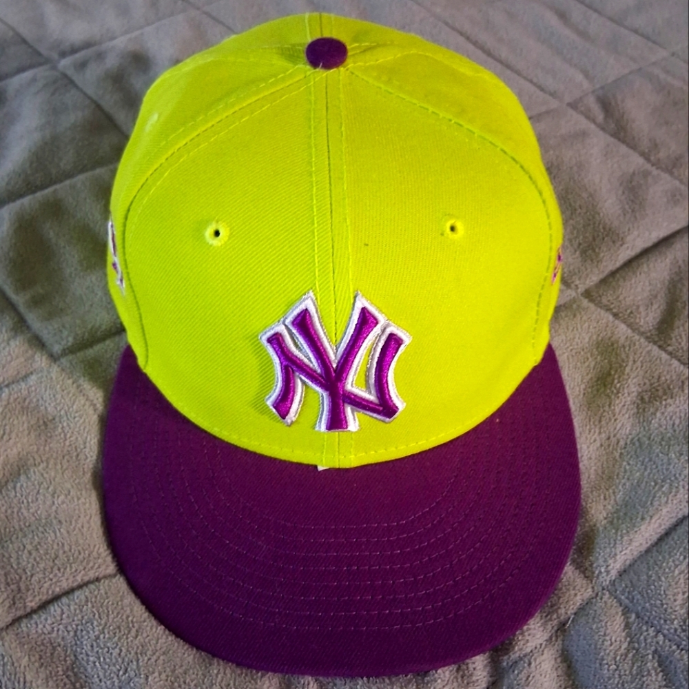 New Era Neon Yellow and Purple Cap
